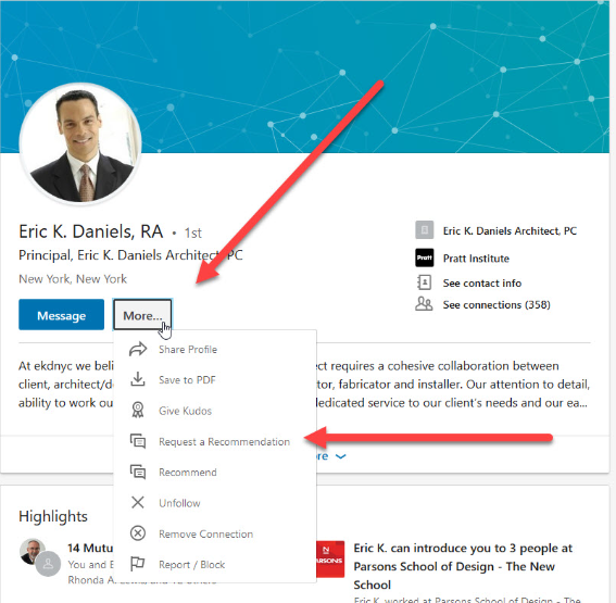 Request a Linkedin Recommendation