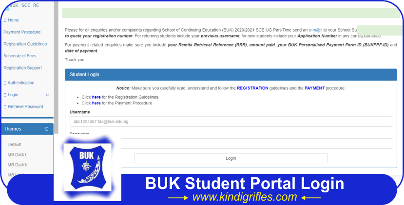 BUK Student Portal Login