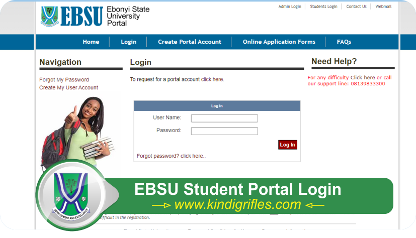EBSU Student Portal Login